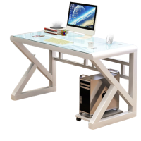 戴劲 电脑台式桌家用简约现代经济型书桌简易钢化玻璃电脑桌学习桌子 加厚140*60*75全白