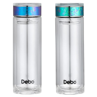 德铂玻璃杯320ml金斯利温显玻璃钛双层泡茶杯DEP-DS408(颜色随机)