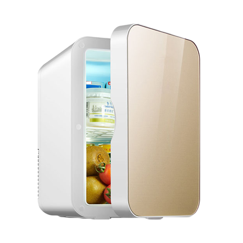 小冰箱冷冻冷藏保鲜家用租房宿舍办公室母乳小型车载冰柜时光旧巷 强冷款单核8L金色玻璃(车家两用)