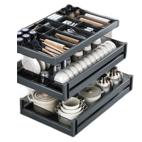 邦可臣拉篮厨房橱柜抽屉式铝合金碗碟拉篮内置锅具调味料收纳碗篮