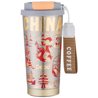 德铂咖啡杯520ml米兰卡纯钛国潮咖啡杯保温随行杯DEP-DS424