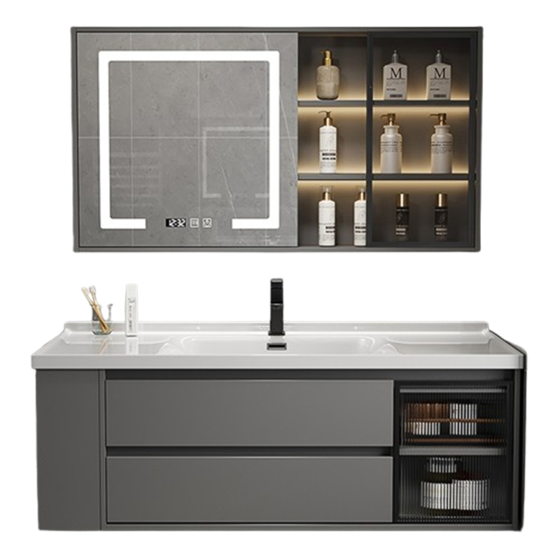 法耐(FANAI)现代轻奢一体陶瓷盆浴室柜组合卫生间洗漱台洗手盆洗脸盆镜柜套装