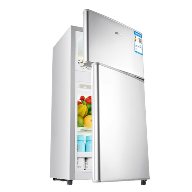 奥克斯(AUX)小冰箱家用30升双门迷你小型冰箱冷冻冷藏宿舍租房_28升银色冷藏冷冻