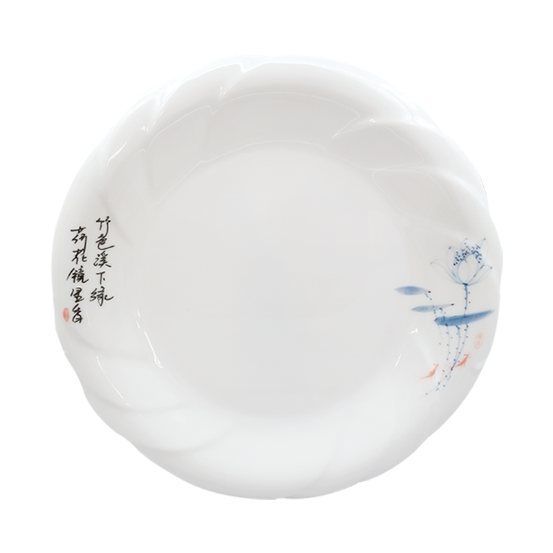晏邦 密胺餐具 花边盘荷韵 12寸 直径295*25mm 1个