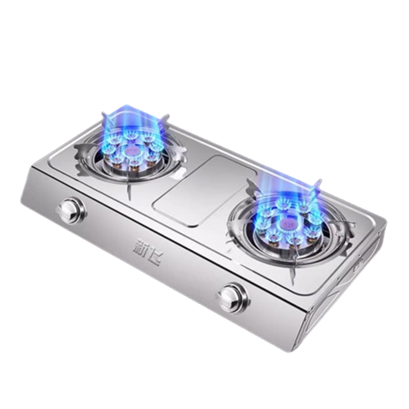 新飞煤气灶家用双灶台式液化气不锈钢燃气灶双眼天然气炉老式猛火_新飞-C4炫火双灶配管减压阀国标3C认证_天然气