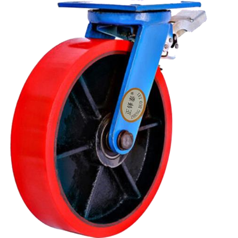 正铎泰 聚氨酯 重型铁芯轮 刹车万向轮10寸250mm /个