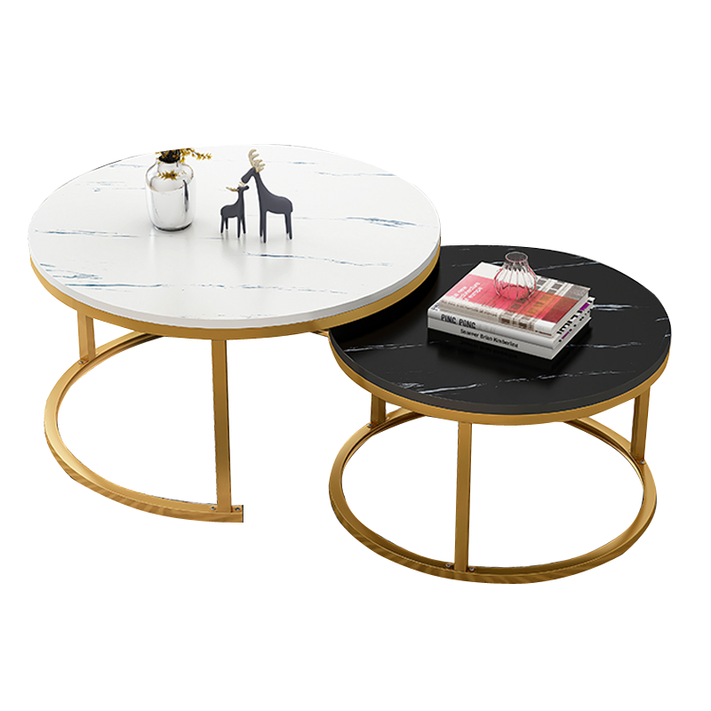 岩板茶几简约客厅现代ins圆形茶桌小户型网红轻奢茶几组合