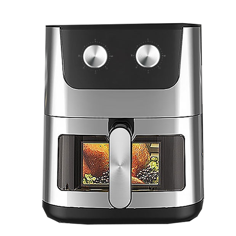 康佳(KONKA)空气炸锅家用智能多功能大容量可视空气电炸锅薯条机电烤箱_16L黑金不锈钢装甲-大屏可视旋钮定时控温款