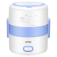 LOTOR电热饭盒插电保温多功能便当盒蓝色餐具款HM-2018-L+CJ