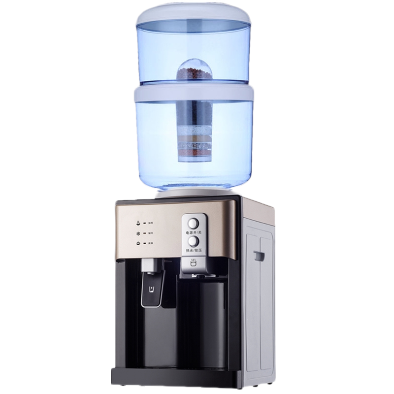 饮水机台式冰热温热配套净水器过滤桶家用办公厨房一体自来水直饮_土豪金无门配套_冰热