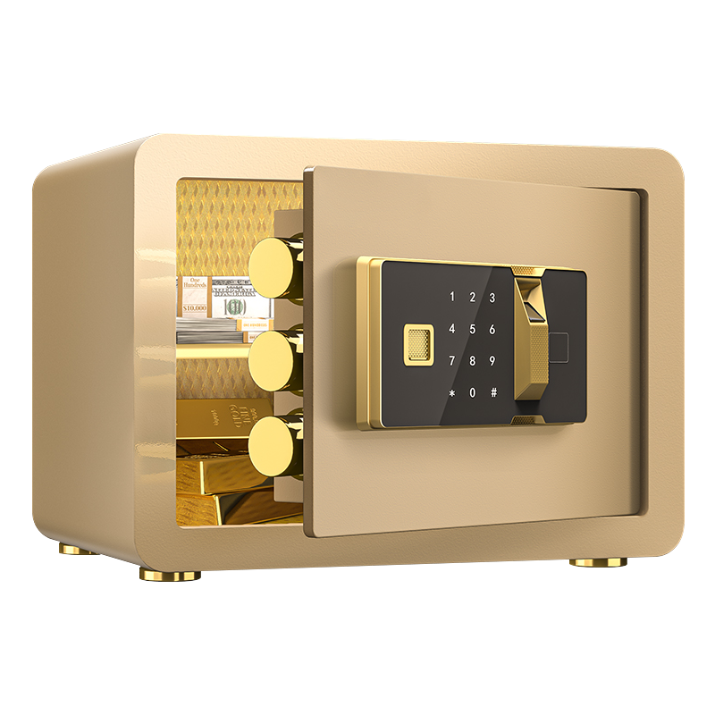 臻远ZY-NW-BXGS-12 全钢实心保险柜办公防盗保险箱 高30cm金色指纹款