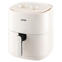 LOTOR空气炸锅5L家用大容量智能无油烟低脂不粘电炸锅白色机械款KQZG-JX-1-BS
