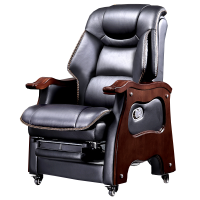 锦北 老板椅商务总裁办公椅按摩椅皮大班椅可躺电脑椅 进口牛皮+搁脚