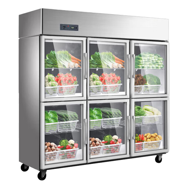 芙伦特大商用冷藏展示柜六门冰箱商用厨房大容量冰柜食堂餐饮酒店后厨冷藏玻璃展示柜大FLT-GD-GSG06