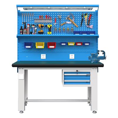 御升阳 维修工作台 1.5米 蓝色二抽+双挂板+灯板棚板 每张