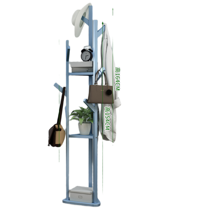 晋舰 简简易衣帽架实木置物架多功能现代小收纳架简约家用挂衣架落地卧室 [加粗加固]稳固70双层简易衣帽架