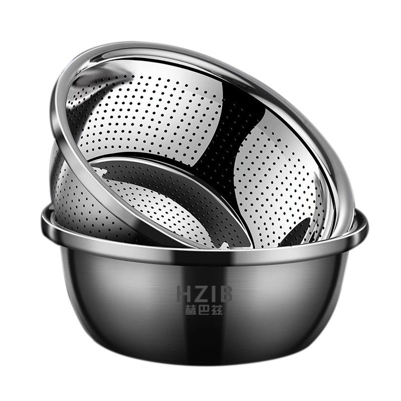 赫巴兹304不锈钢洗菜盆沥水盆家用洗米筛漏盆厨房淘米盆滤水篮子