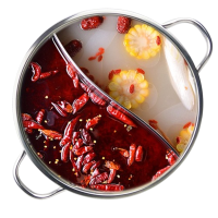 烘焙精灵不锈钢双味鸳鸯火锅清汤不挑炉具清汤锅涮煮肥牛火锅家