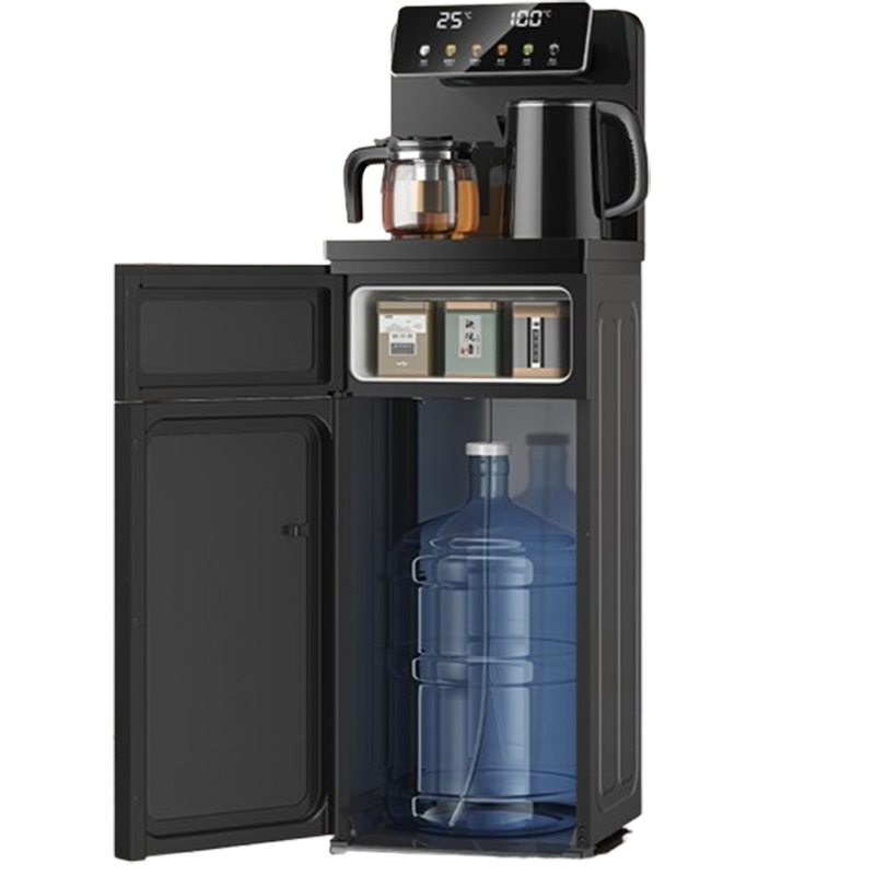 奥克斯(AUX)茶吧机家用智能语音客厅高端全自动一体柜饮水机_灰色加高款_冰温热