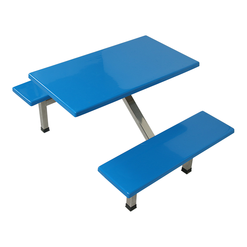 臻远 ZY4040854 玻璃钢餐桌椅组合食堂连体餐桌椅不锈钢架条凳款