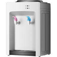 古达台式小型饮水机家用制冷热上置水桶装水宿舍学生烧水器_推荐温热金色-小鸡钢化门