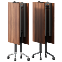 易企采 120*80CM折叠会议桌 可移动折叠带轮子办公会议桌长条桌培训桌伸缩拼接办公桌