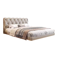 苏宁易购月球表面悬浮床意式轻奢真皮主卧大床1.8米全实木床—雅俱