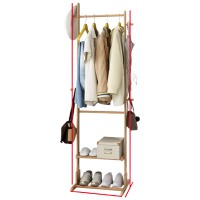 锦北 简易衣帽架实木置物架多功能现代小收纳架简约家用挂衣架落地卧室 [加粗加固]稳固43双层简易衣帽架