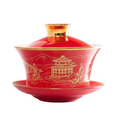 北国风光 骨瓷红园林茶具 TS-0120L 套