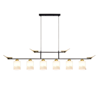 古达新中式餐吊灯直杆中国风禅意茶台灯迎客松书房书桌茶室长条灯多头