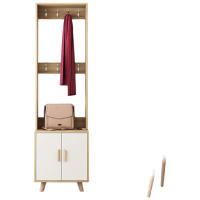 晋舰 鞋柜带挂衣架一体家用卧室落地口衣帽架现代简约玄关衣帽柜 [升级高品质柜脚]2门组合柜