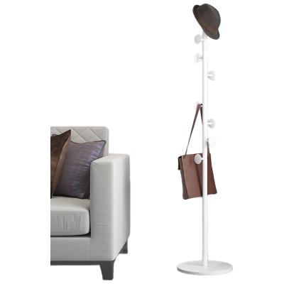 晋舰 大理石铁艺衣帽架落地简易衣服卧室家用置物收纳简约现代挂衣架子 白色大理石+白色圆饼