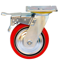 正铎泰 聚氨酯 耐磨 带刹车万向轮 3寸75mm/个