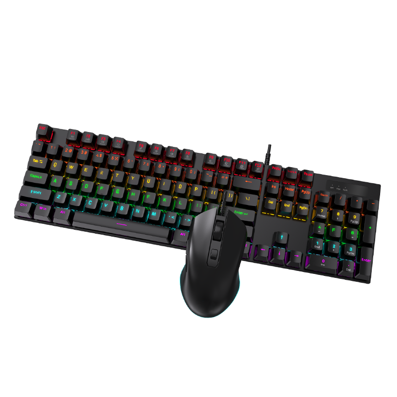 爱国者USB有线发光键鼠机械套件DK104青轴黑色