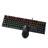 爱国者USB有线发光键鼠机械套件DK104青轴黑色