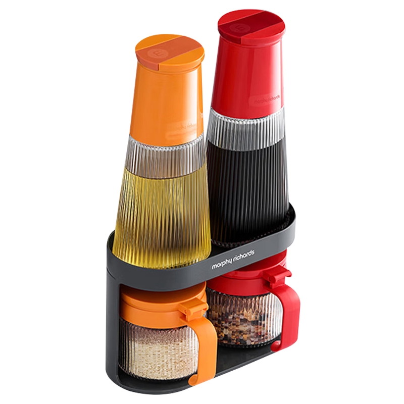 摩飞调料瓶玻璃油壶调料罐厨房调料瓶盐罐套装橙红色MR1107