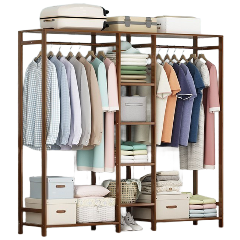 戴劲 衣衣架落地卧室衣帽架挂衣包架简易实木多功能简约收纳家用置物衣柜 150简易款