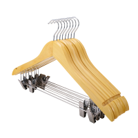 海亚森 子木雅居 TK-5089 实木带夹子防滑圆钩衣架 44.5*1.2cm 5个/套(计价单位:套)原木本色