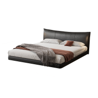 苏宁易购悬浮床意式极简全实木床轻奢真皮主卧大床1.8米—雅俱