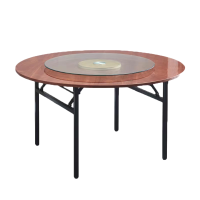 三吒 圆餐桌1.4米带转盘可折叠家用酒店饭店餐桌