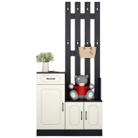 锦北鞋柜带挂衣架一体家用卧室落地口衣帽架现代简约玄关衣帽柜 3门[简欧柜]黑胡桃配暖白