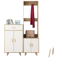 戴劲 鞋柜带挂衣架一体家用卧室落地口衣帽架现代简约玄关衣帽柜 [升级高品质柜脚]4门组合柜