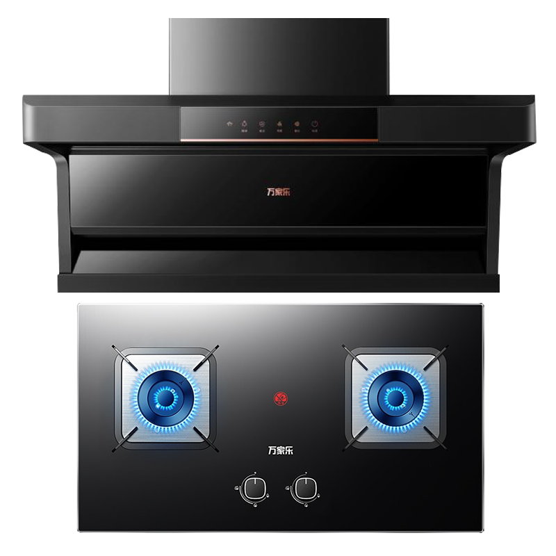 万家乐 烟灶两件套 AK5+AC5 升级23立方大吸力顶侧双吸油烟机 5.1KW燃气灶套装 天然气