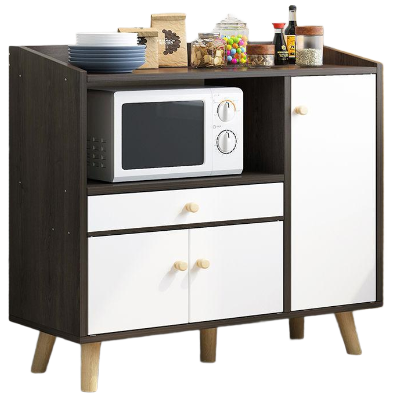 锦北 厨房餐边柜现代简约茶水柜厨柜收纳柜橱柜客厅储物柜多功能碗柜 J款90cm北美黑胡桃色