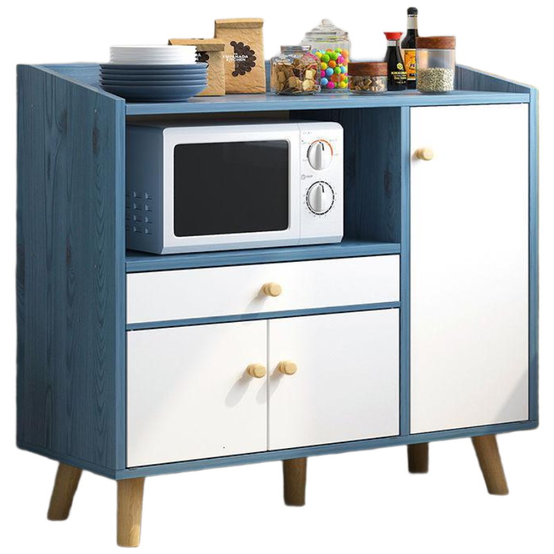 锦北 厨房餐边柜现代简约茶水柜厨柜收纳柜橱柜客厅储物柜多功能碗柜 J款90cm北欧蓝松木色