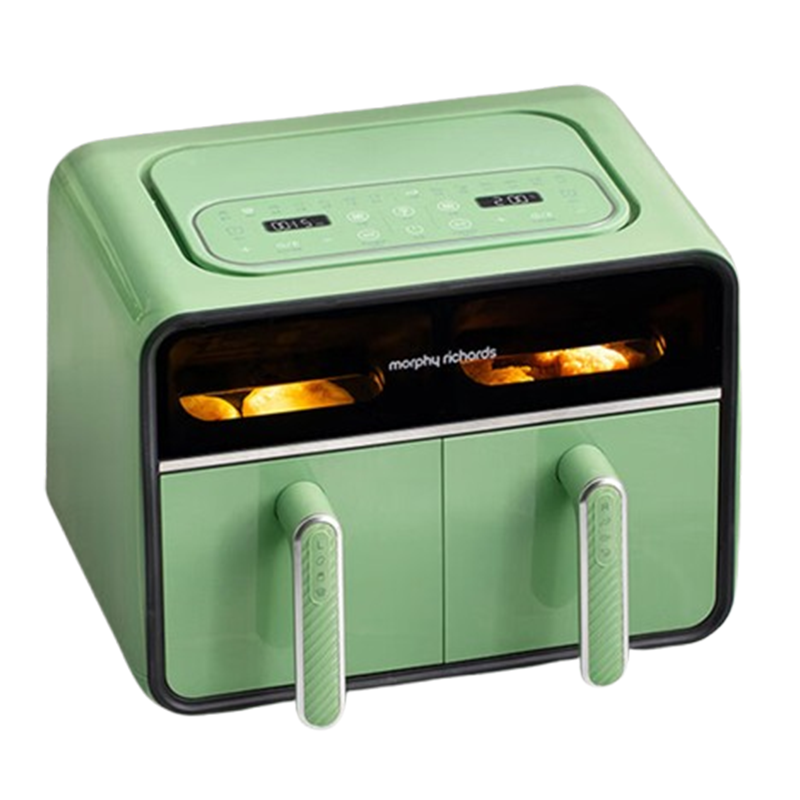 摩飞空气炸锅家用8L大容量可视双炸篮多功能绿色MR8100