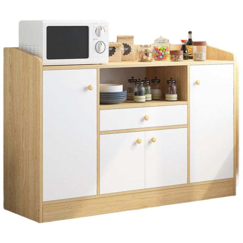 锦北 厨房餐边柜现代简约茶水柜厨柜收纳柜橱柜客厅储物柜多功能碗柜 I款110cm北美原木纹色