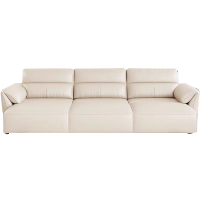 质凡电动功能真皮沙发床客厅小户型翻盖茶几智能可伸缩直排沙发 2.35米三位[无线遥控伸缩]