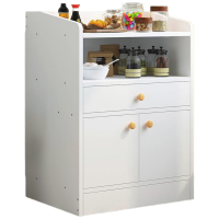 戴劲 厨房餐边柜现代简约茶水柜厨柜收纳柜橱柜客厅储物柜多功能碗柜 暖白色