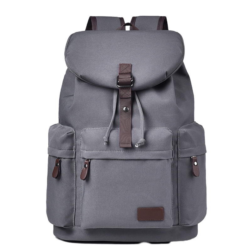 漫山 复古潮流男士双肩包帆布包中学生书包大容量户外背包休闲包 MS-6255 (个) 灰色